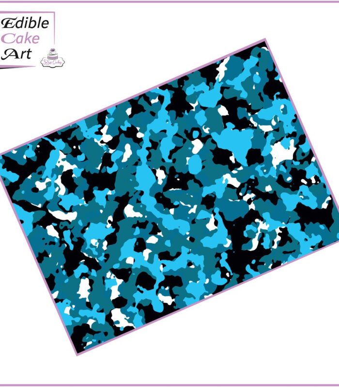 Blue & Black Camo Icing Sheet Cake Wrap
