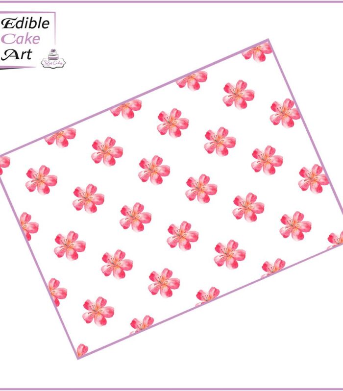 Pink Tropical Flower Icing Sheet Cake Wrap