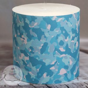 Pastel Pink and Blue Camouflage Cake Wrap / Edible Icing Sheet close up