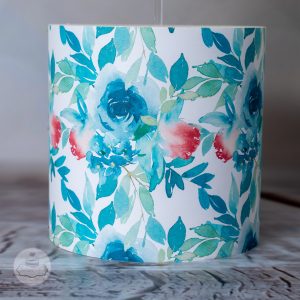 Blue, Green and Red Watercolour Floral Pattern Cake Wrap, Icing Sheet close up