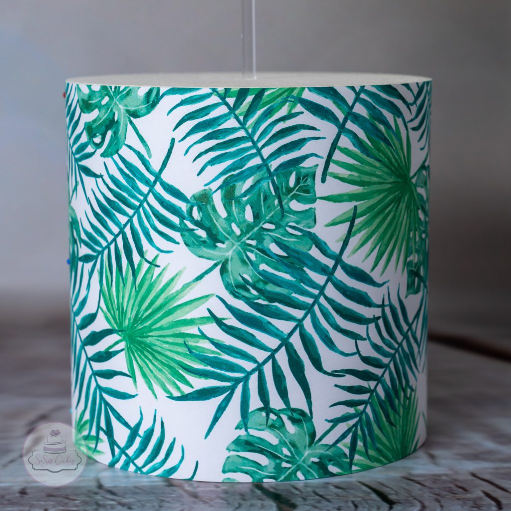 Tropical Leaf Pattern Cake Wrap, Edible Icing Sheet Close up