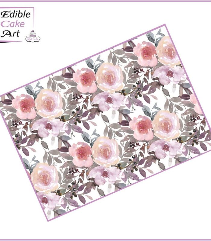 Watercolour Flowers Icing Sheet Cake Wrap