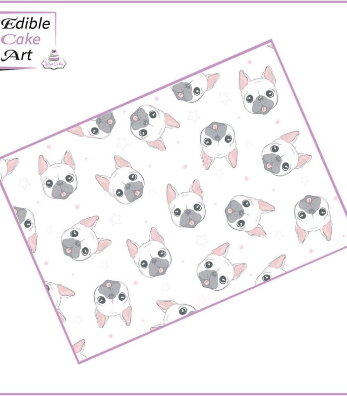 French Bulldog Face edible print cake wrap