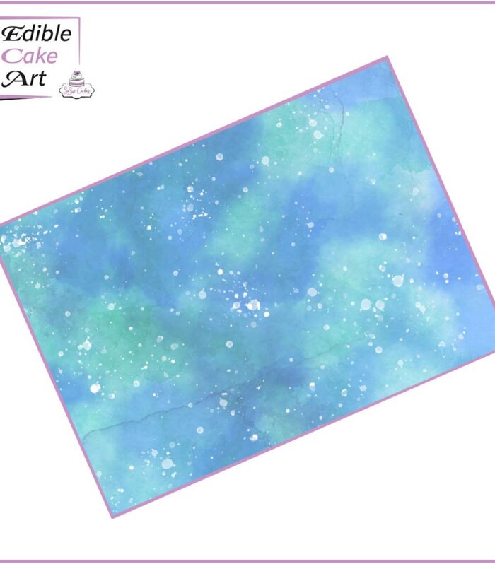 Blue Watercolour Splash Icing Sheet Cake Wrap