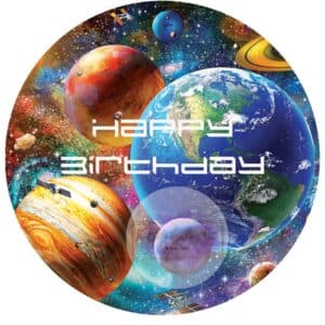 Happy Birthday planets cake topper