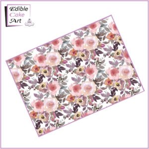 Watercolour Flowers Clustered Icing Sheet Cake Wrap