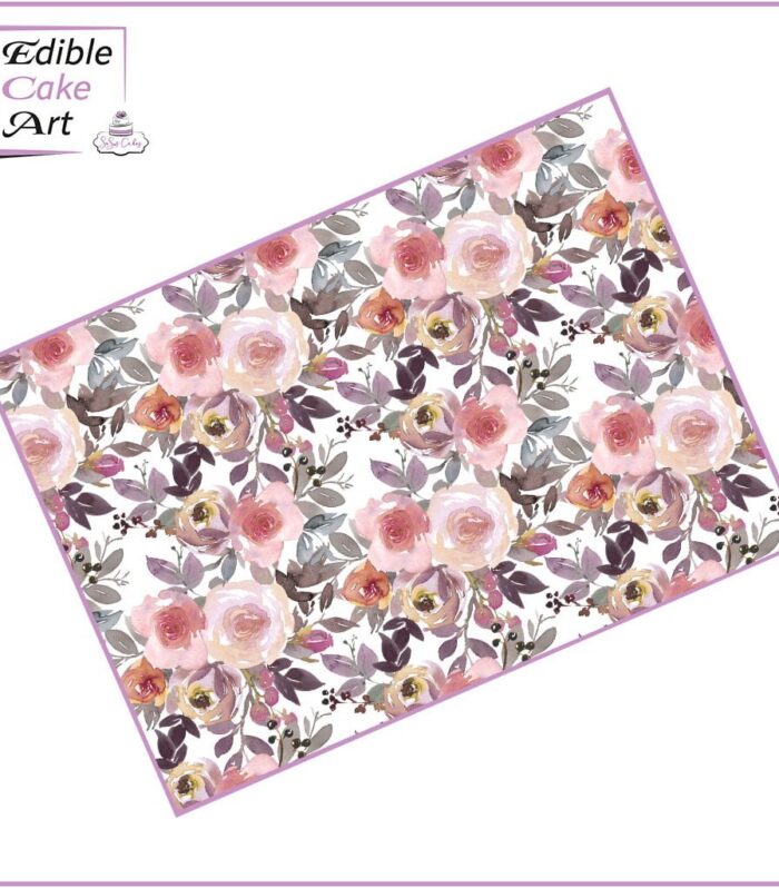 Watercolour Flowers Clustered Icing Sheet Cake Wrap