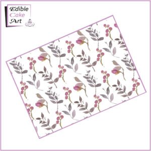 Watercolour Leaves & Buds Icing Sheet Cake Wrap
