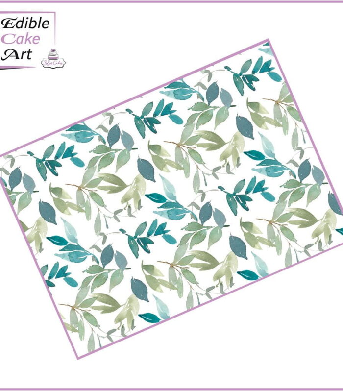 Watercolour Leaves Icing Sheet Cake Wrap