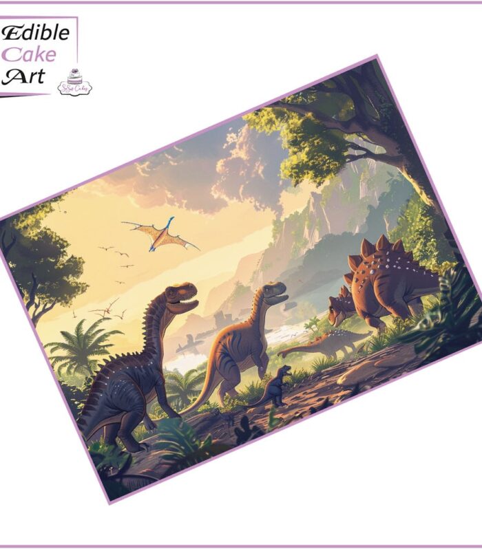Dinosaur Edible Print Icing Sheet Cake Wrap - Design 3