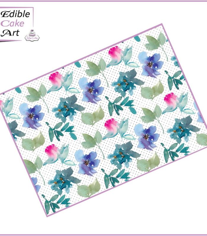 Dotty Watercolour Flowers cake wrap
