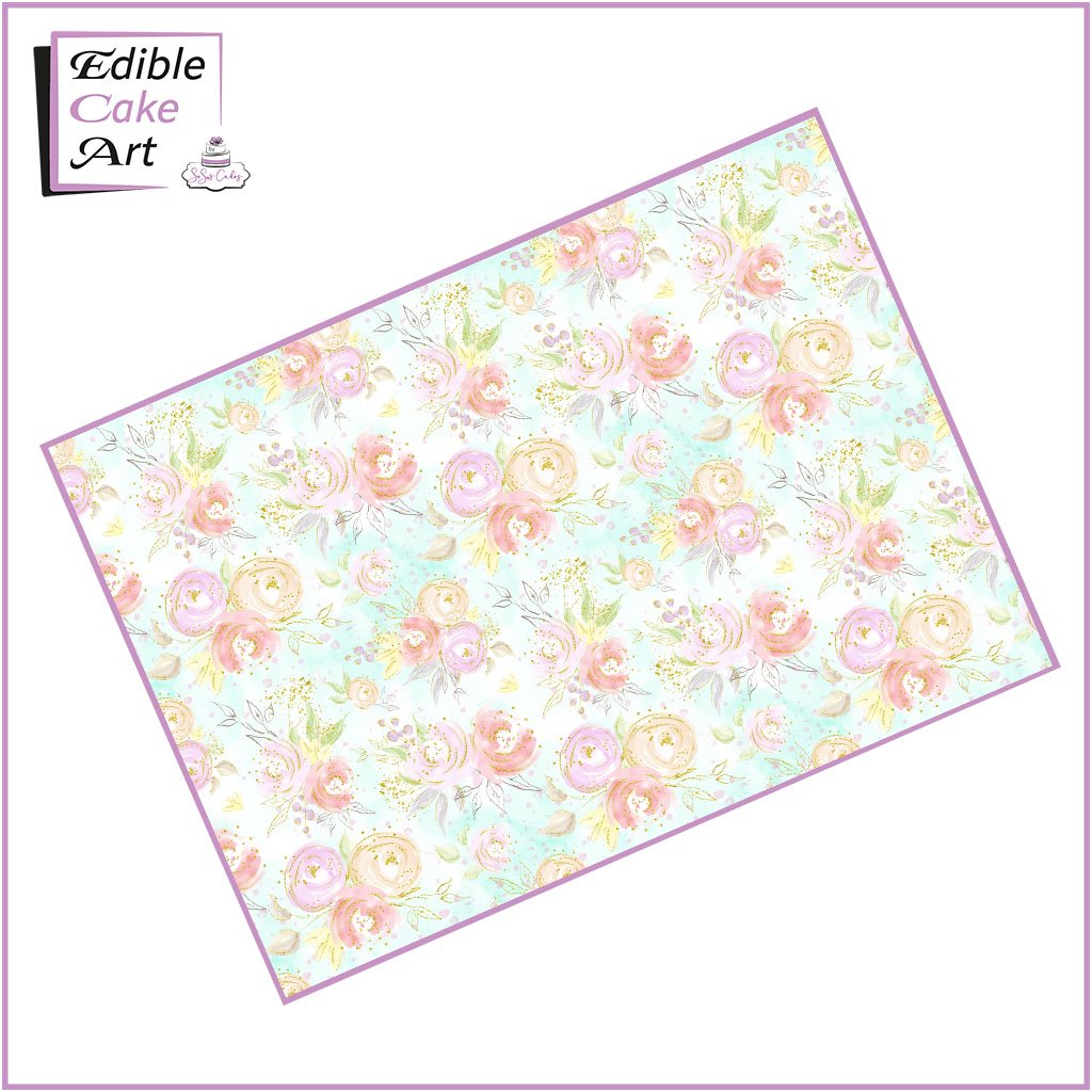 Pastel Flowers Edible Icing Sheet - Edible Cake Art