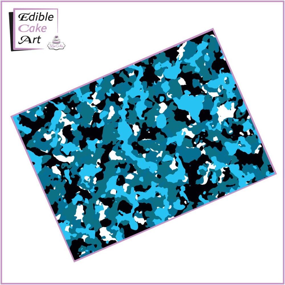 Blue & Black Camo Icing Sheet Cake Wrap