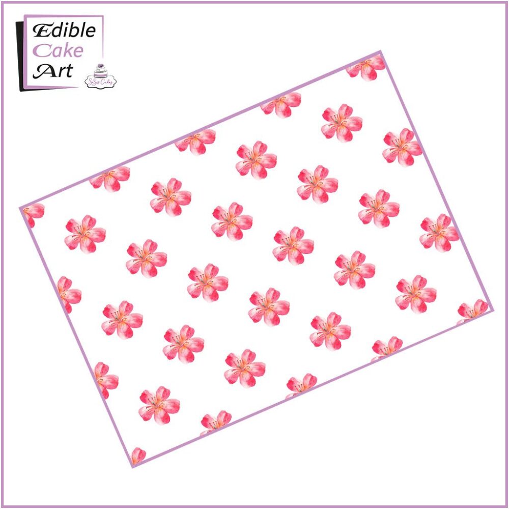 Pink Tropical Flower Icing Sheet Cake Wrap