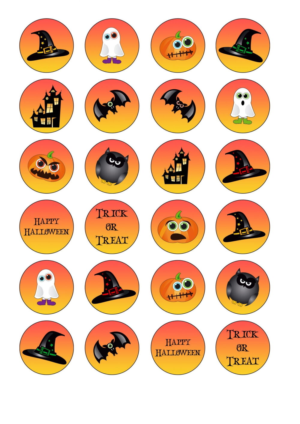 Halloween Cupcake Toppers 24 x1.5