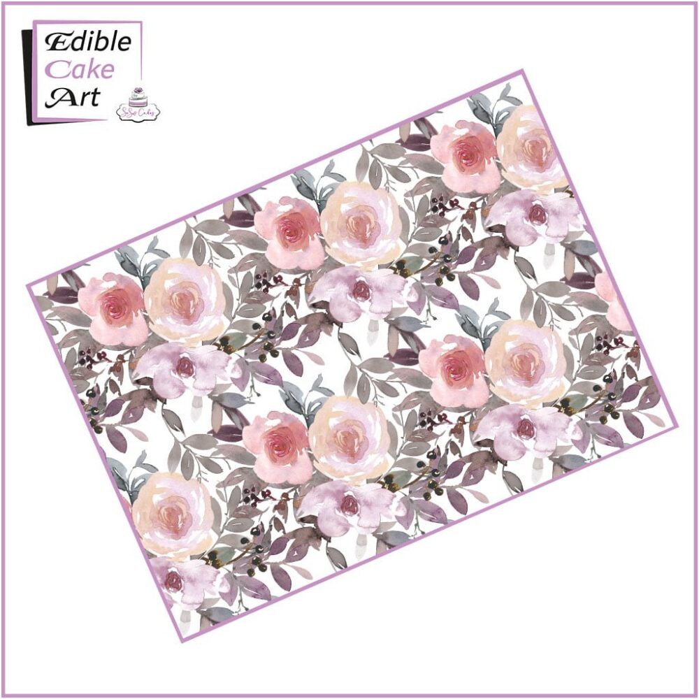 Watercolour Flowers Icing Sheet Cake Wrap