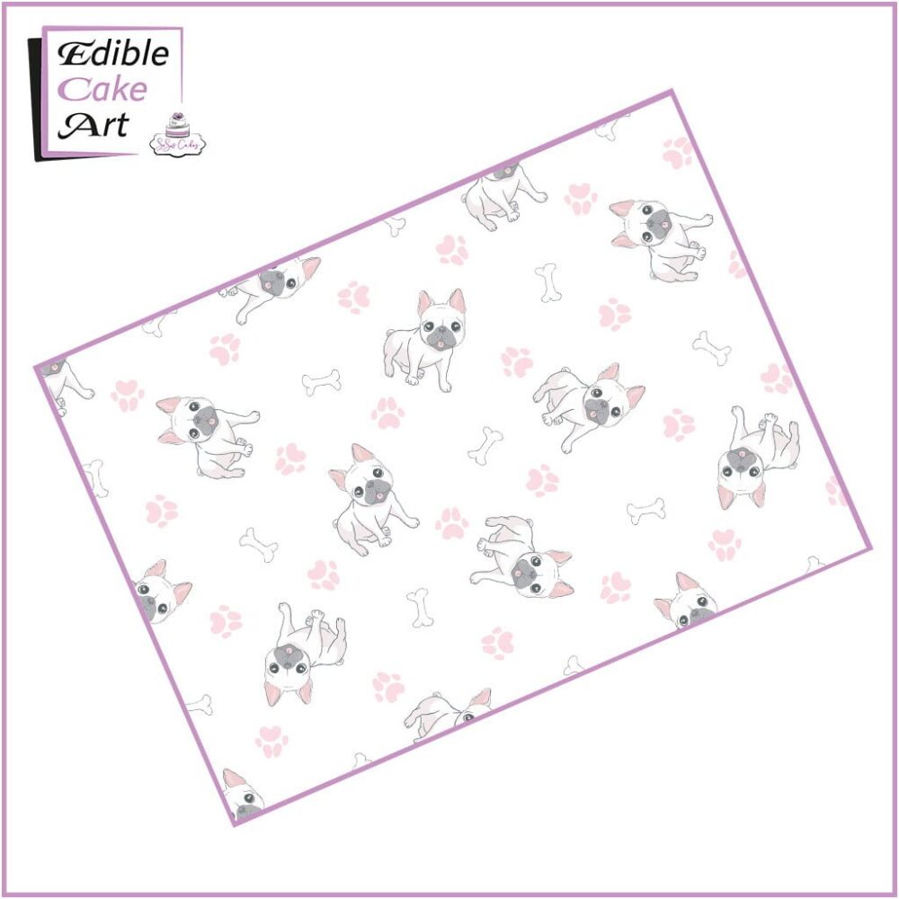 Cute French Bulldog edible print cake wrap