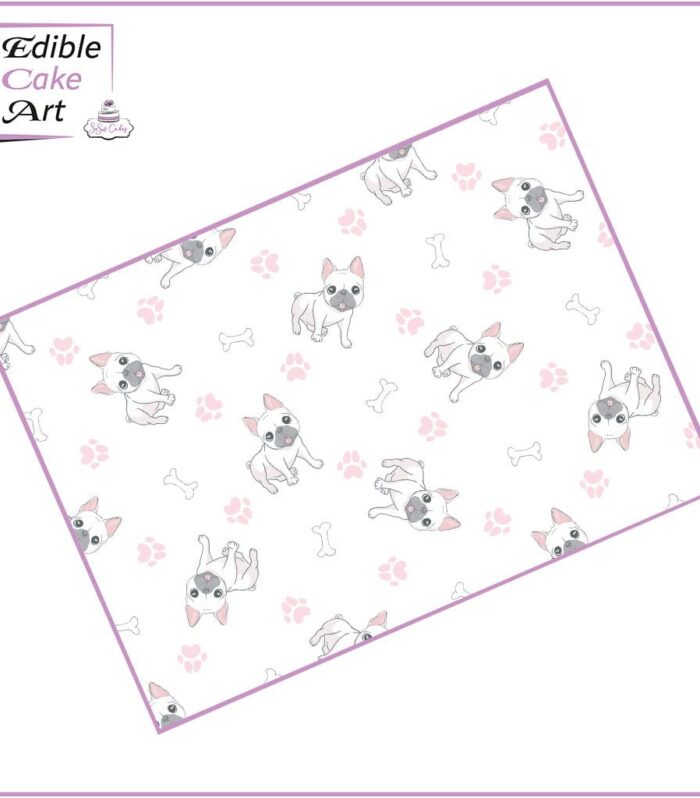 Cute French Bulldog edible print cake wrap