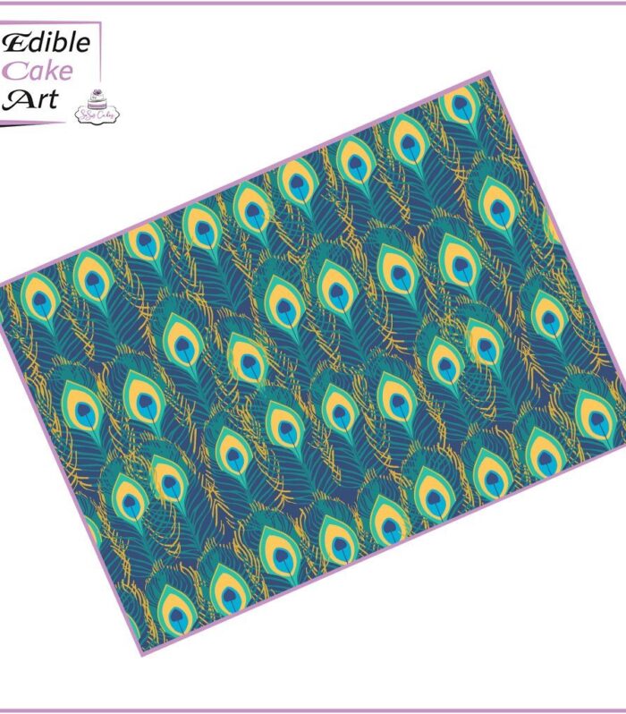 Peacock feathers pattern edible print
