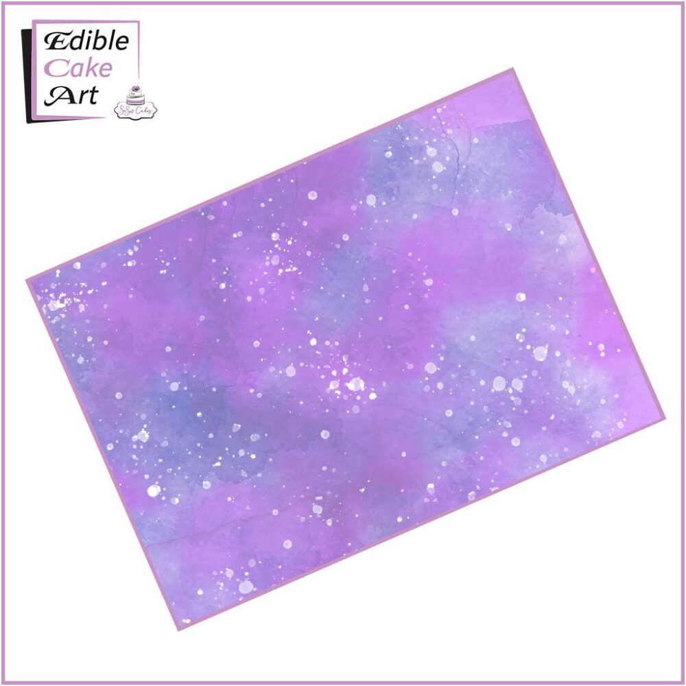 Purple Watercolour Splash Icing Sheet Cake Wrap