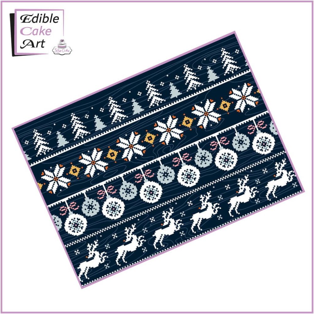 Blue Christmas Jumper Icing Sheet Cake Wrap