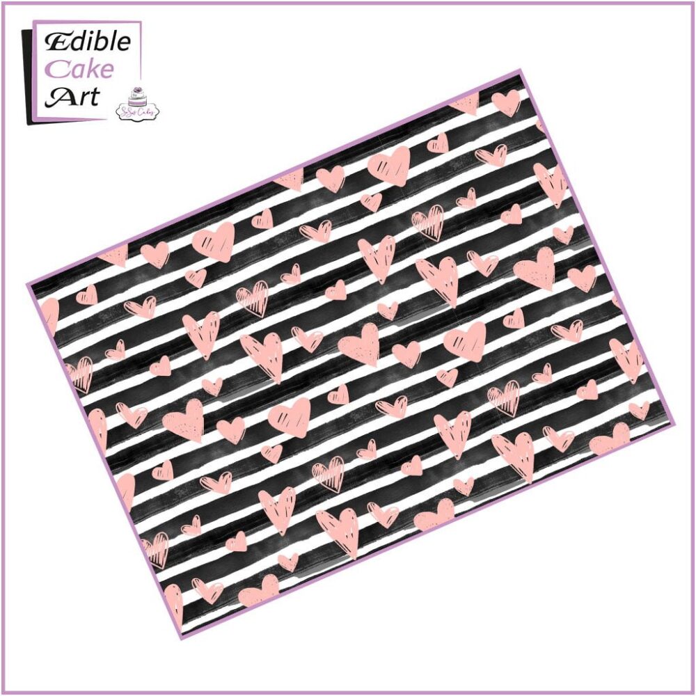 Hearts and stripes Icing Sheet Cake Wrap