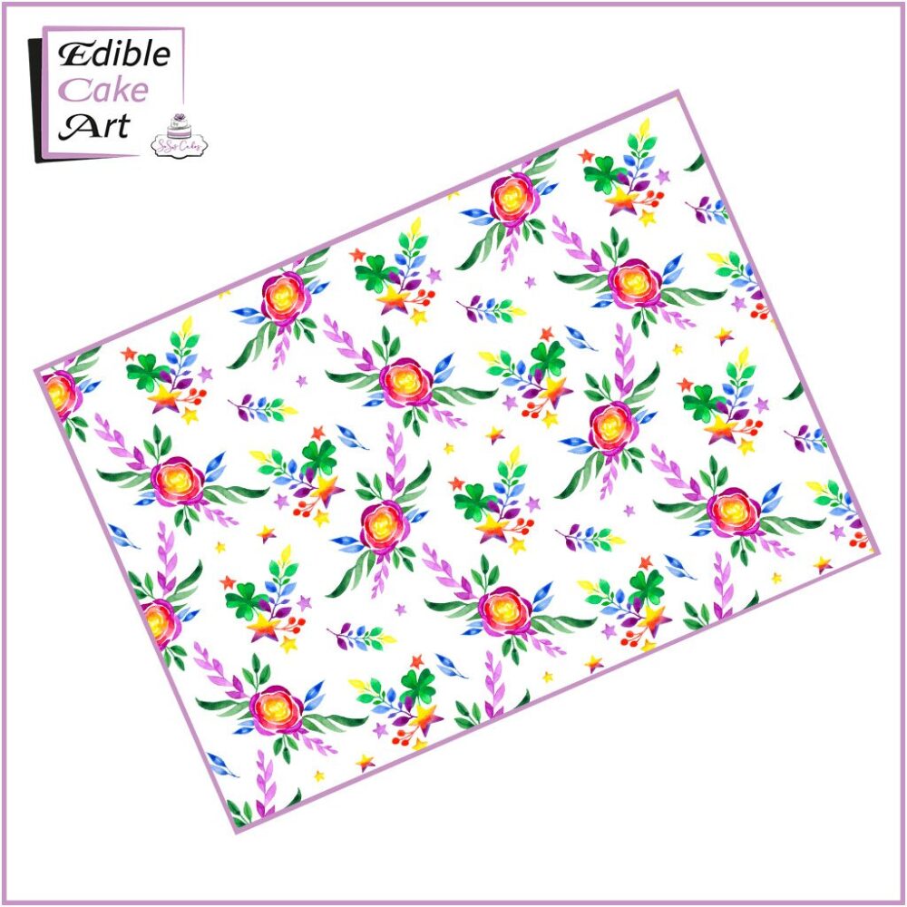Rainbow Flowers Cake Wrap