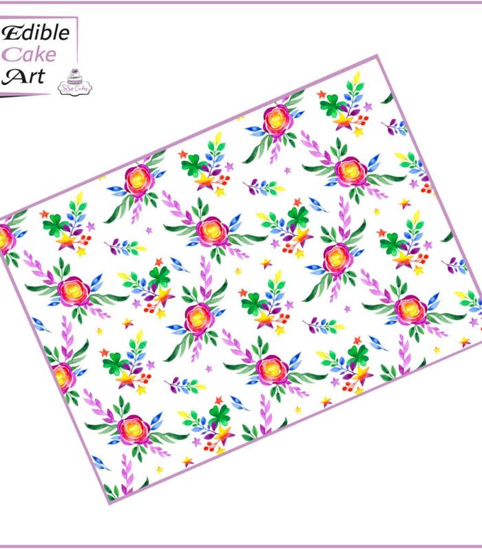 Rainbow Flowers Cake Wrap