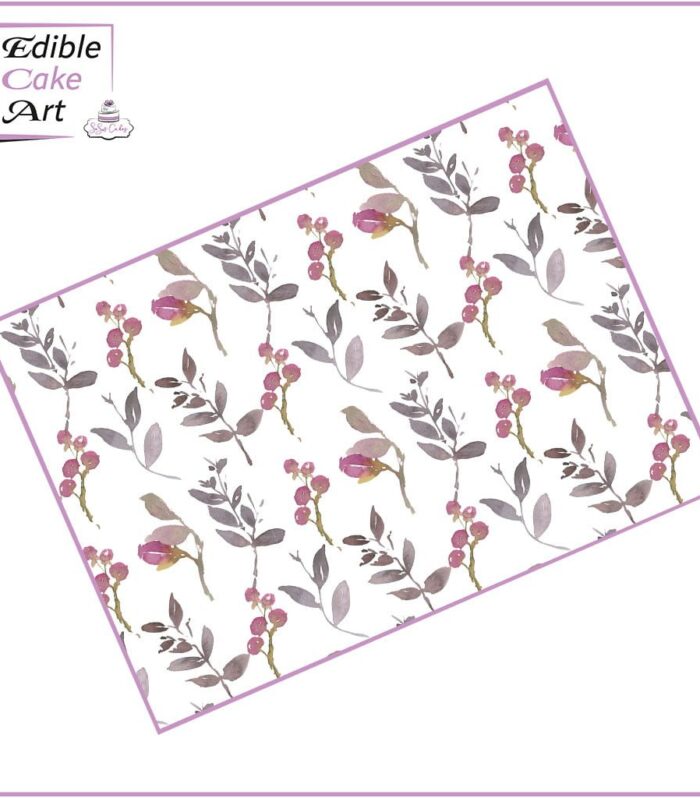 Watercolour Leaves & Buds Icing Sheet Cake Wrap