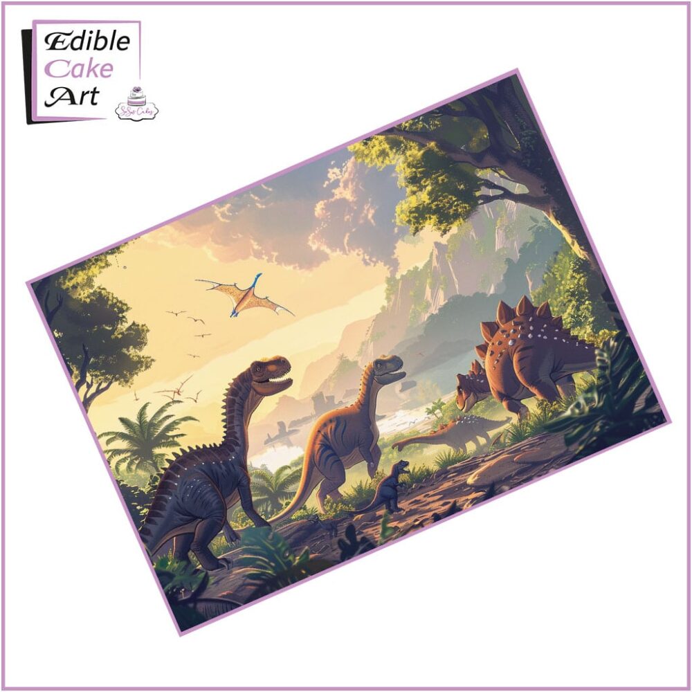 Dinosaur Edible Print Icing Sheet Cake Wrap - Design 3