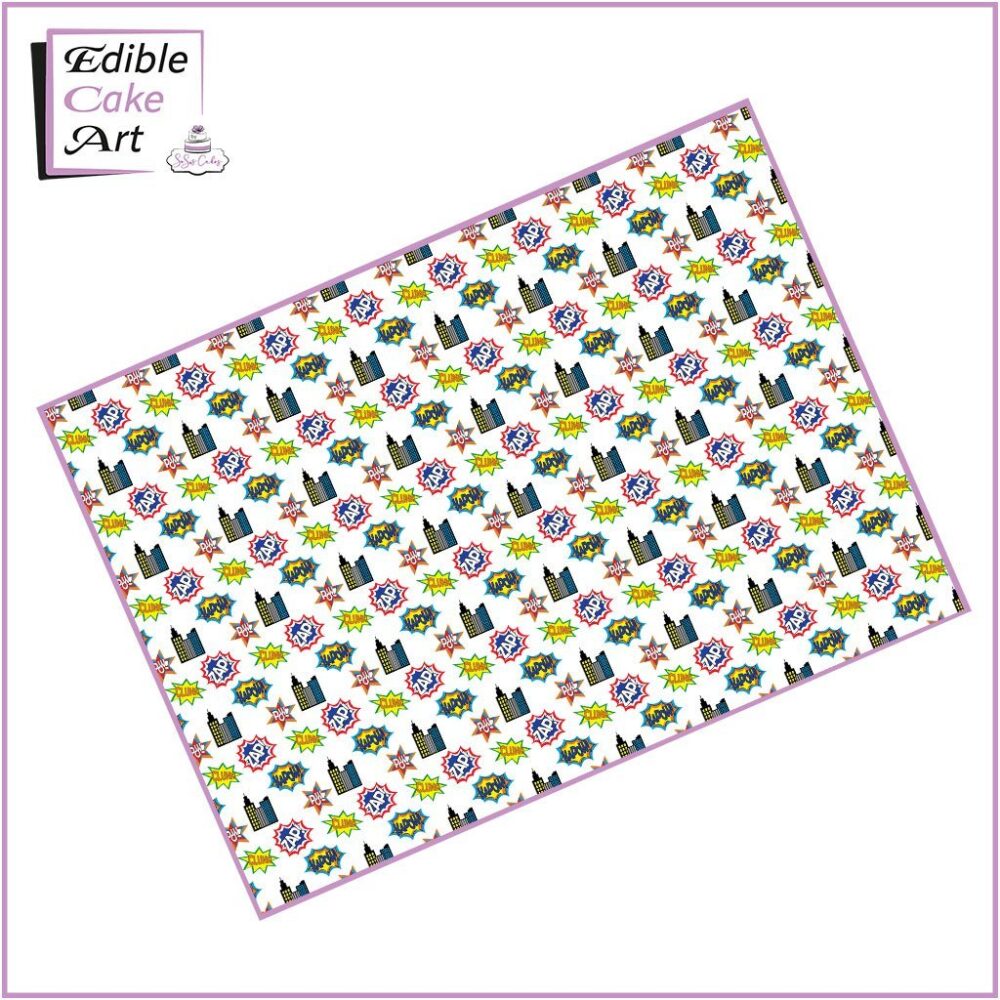 Comic White City Icing Sheet Cake Wrap