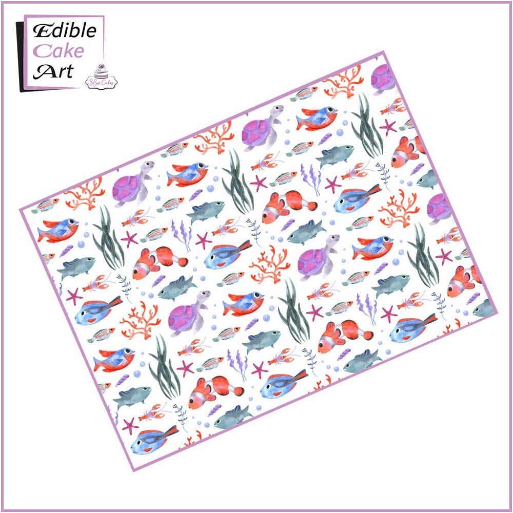 Clownfish & Turtles Icing Sheet Cake Wrap