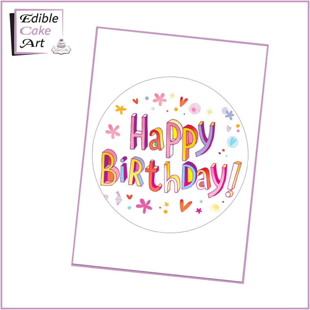Happy Birthday edible icing cake topper