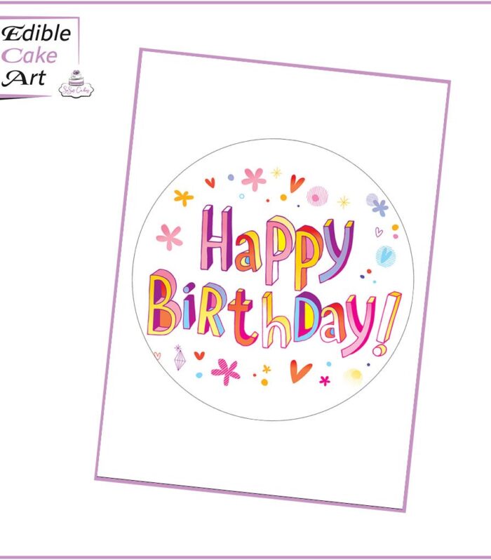 Happy Birthday edible icing cake topper