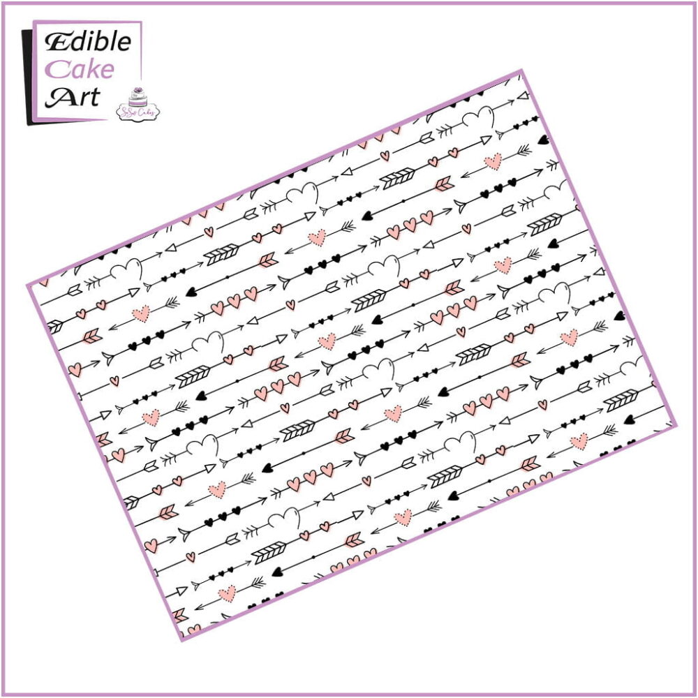 Hearts and arrows Icing Sheet Cake wrap