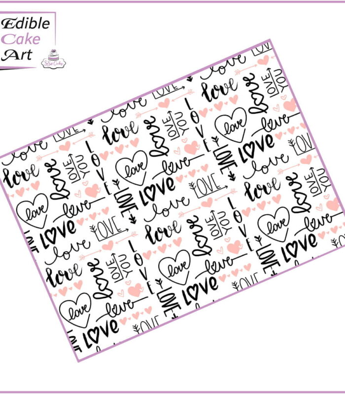 Black and pink love Icing Sheet Cake wrap