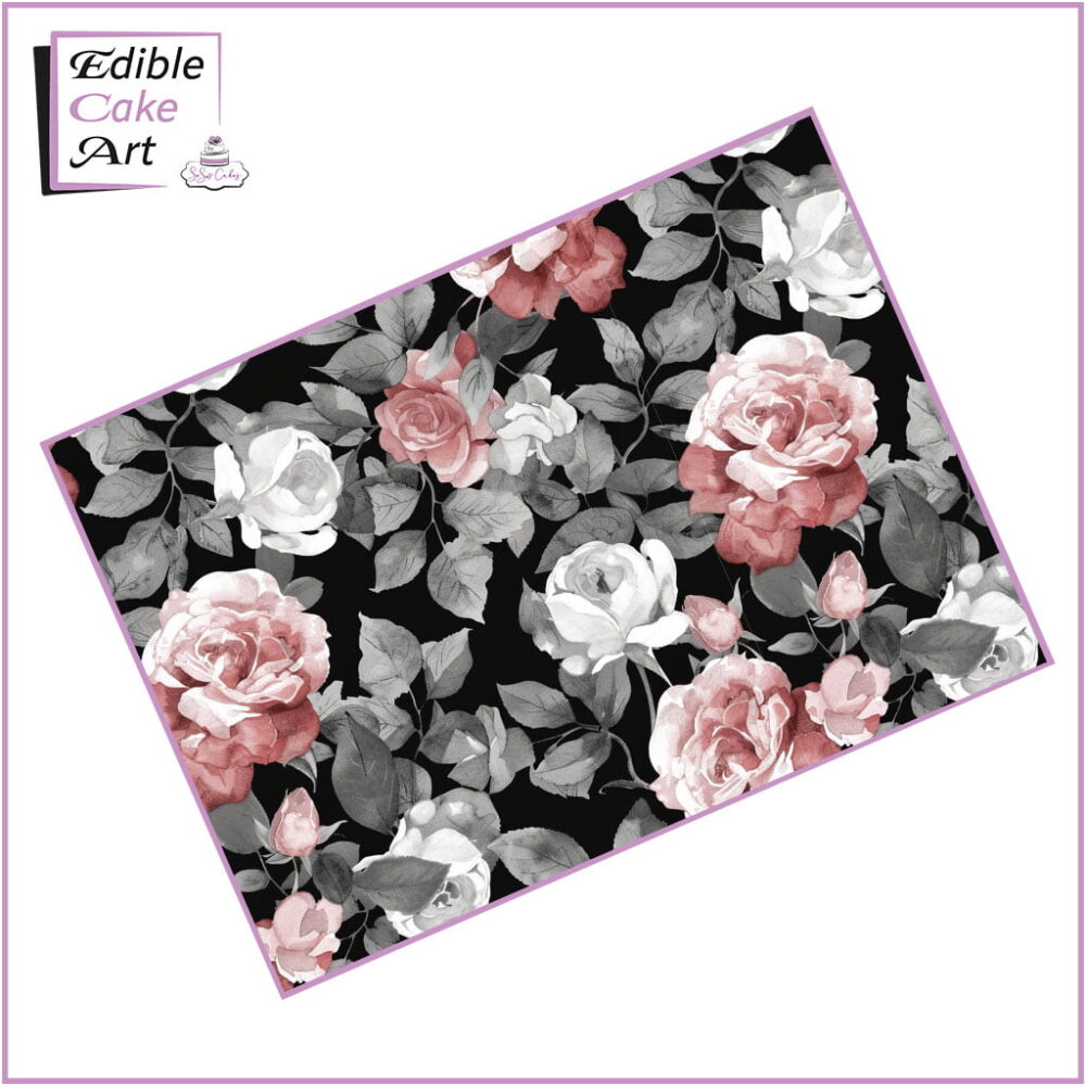 Pink and white Roses cake wrap