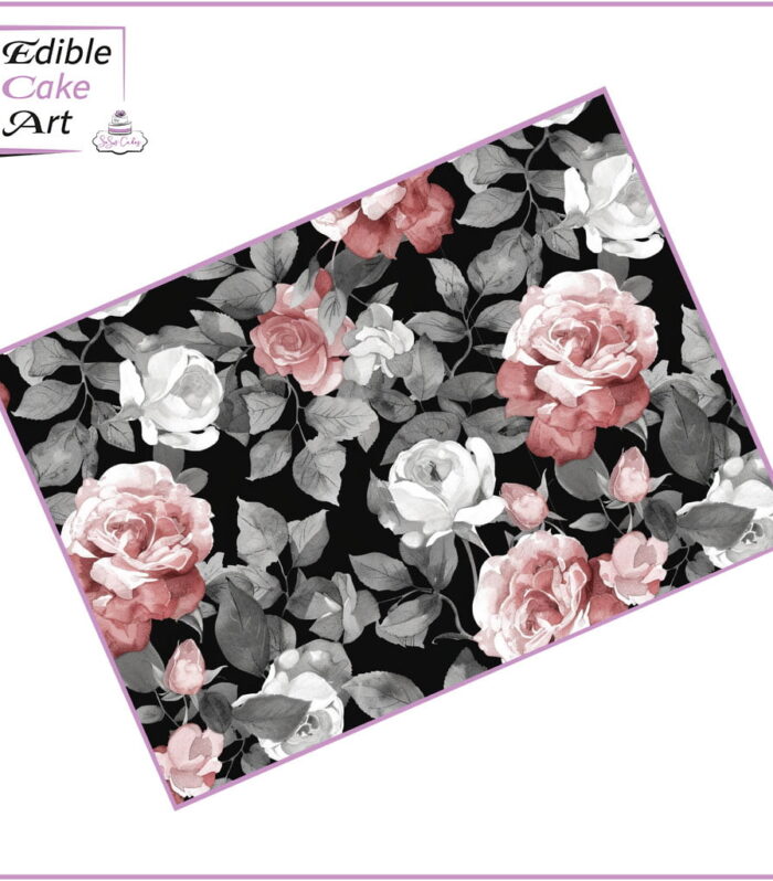 Pink and white Roses cake wrap